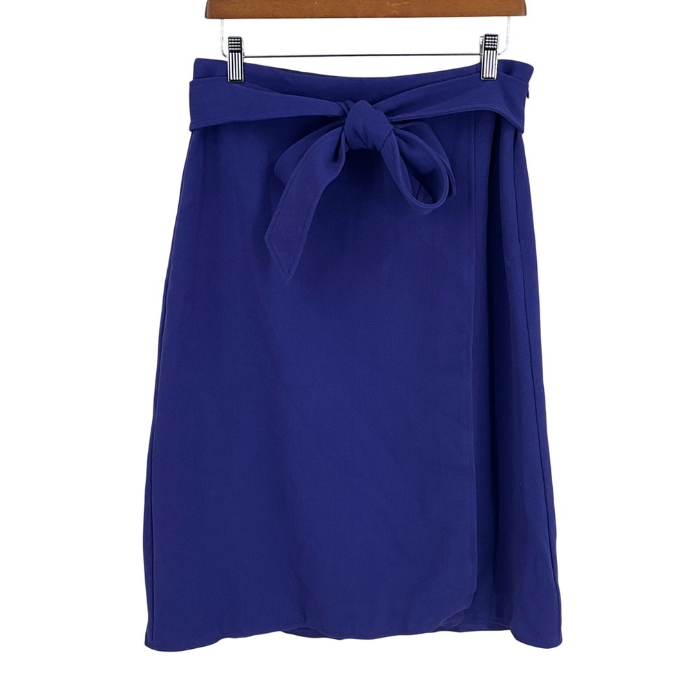 Ann‎ Taylor Pencil Skirt Women 6 Royal Purple Wrap Front Professional Modest